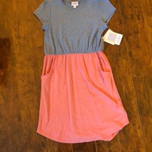 NWT LuLaRoe Kids Mae* Heathered Navy & Heathered Red ~ sz 12